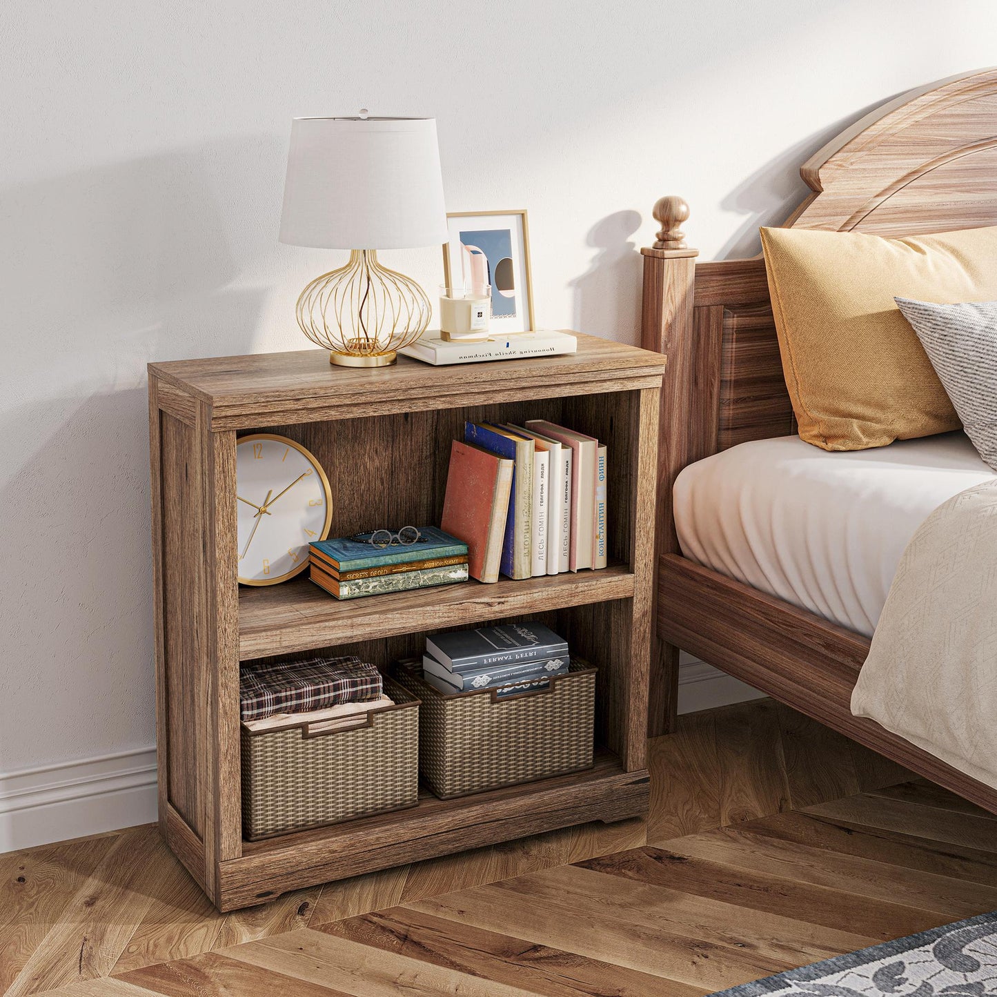 Small Bookcase Shelf Storage Organizer, Modern Book Shelf for Bedroom, Living Room and Home Office