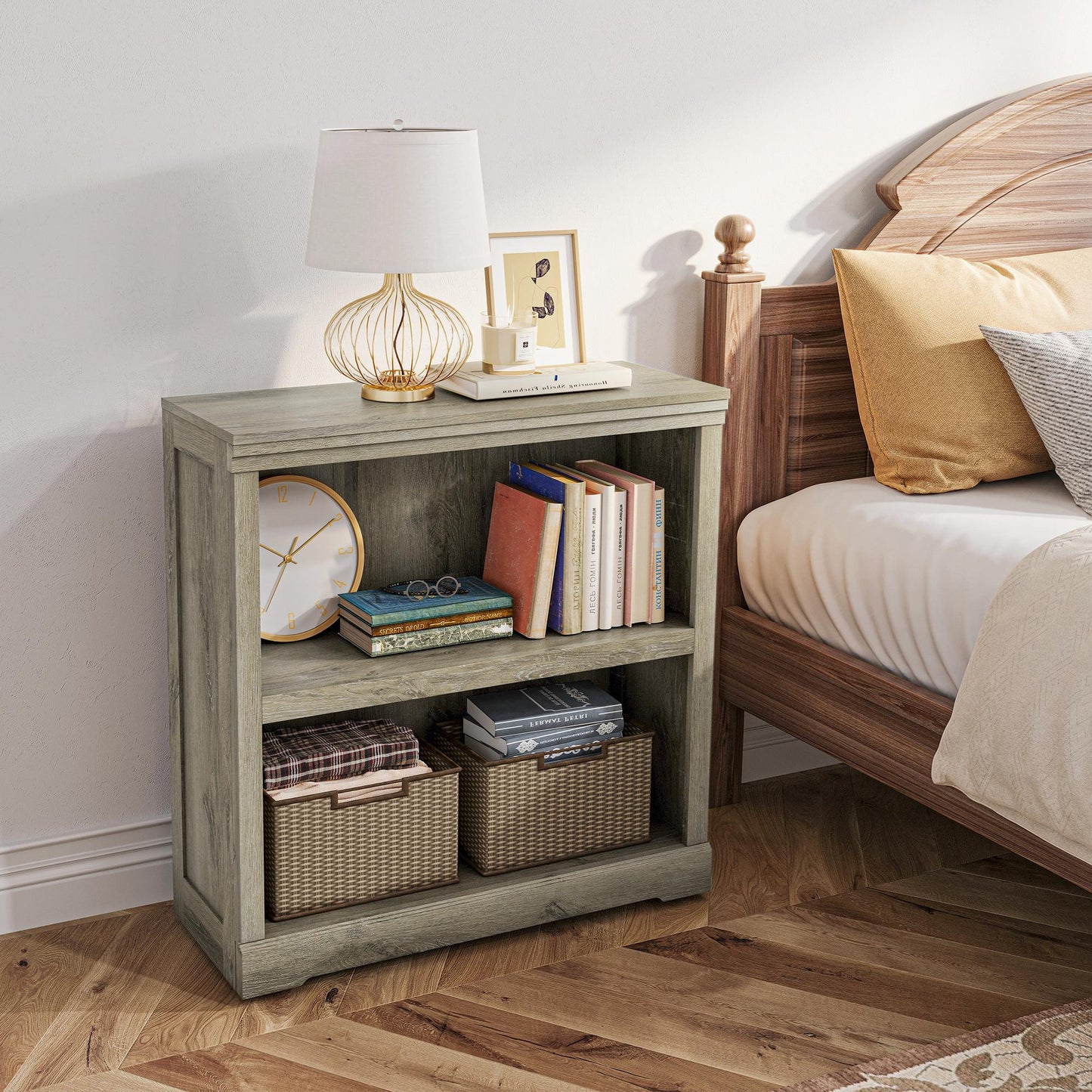 Small Bookcase Shelf Storage Organizer, Modern Book Shelf for Bedroom, Living Room and Home Office