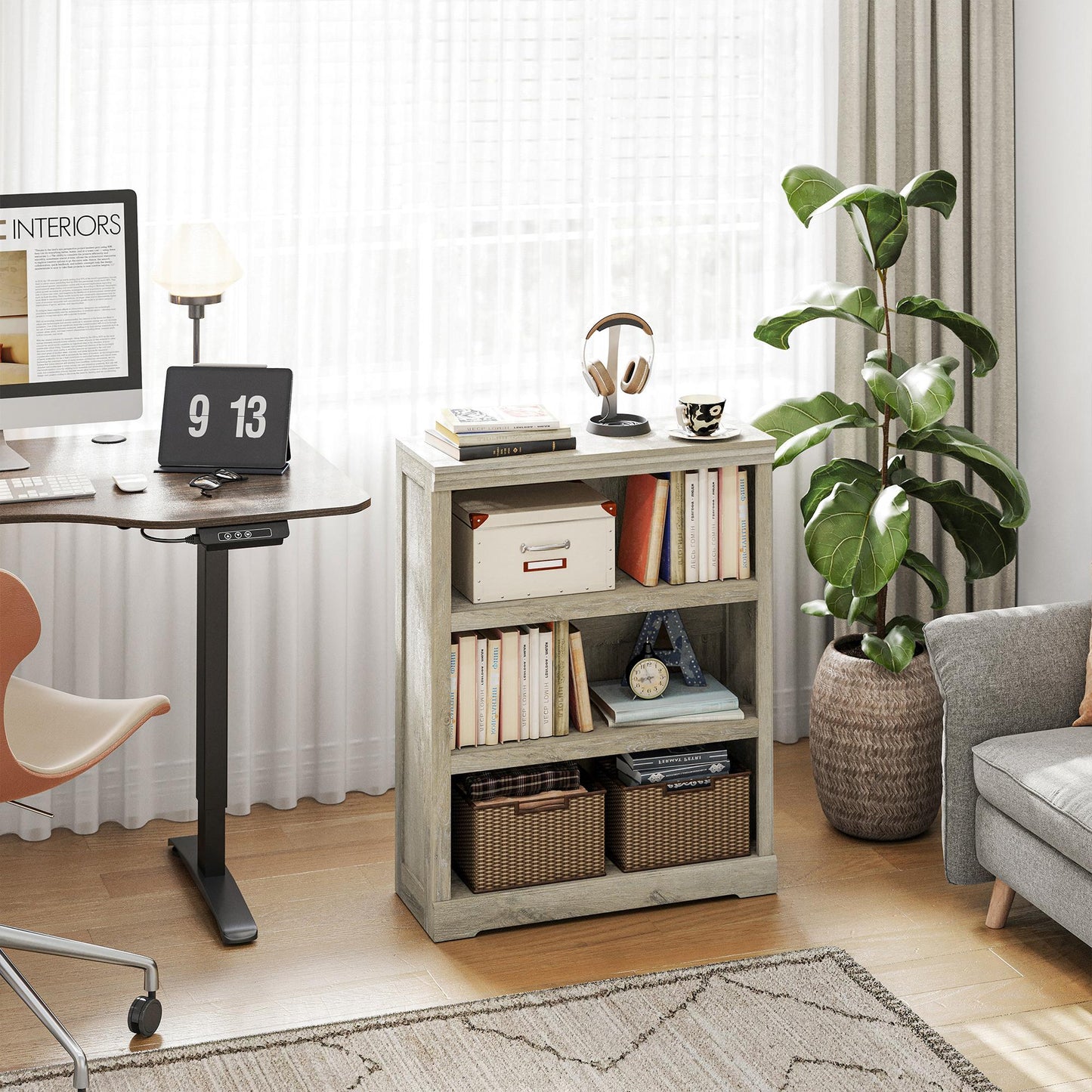 Small Bookcase Shelf Storage Organizer, Modern Book Shelf for Bedroom, Living Room and Home Office