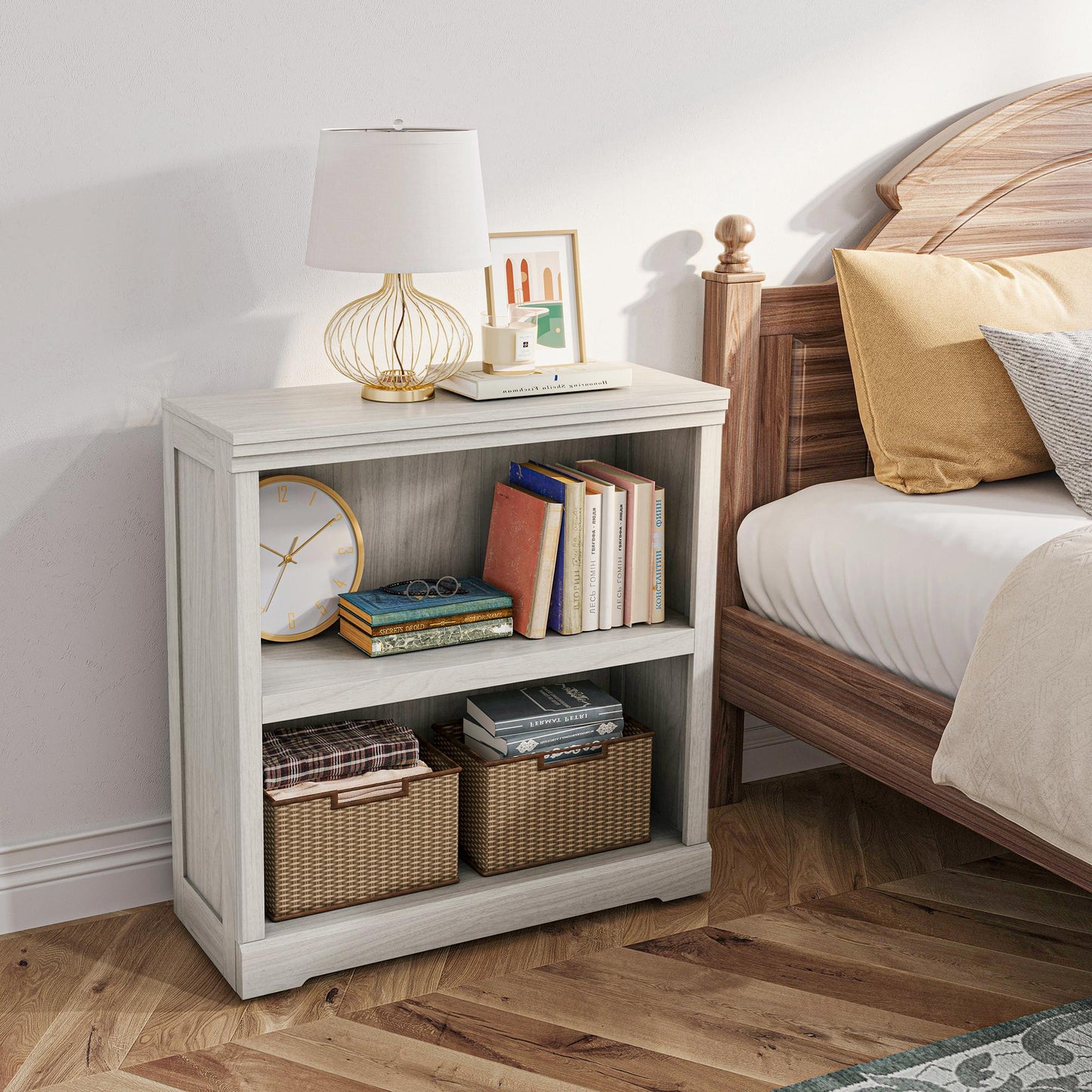 Small Bookcase Shelf Storage Organizer, Modern Book Shelf for Bedroom, Living Room and Home Office