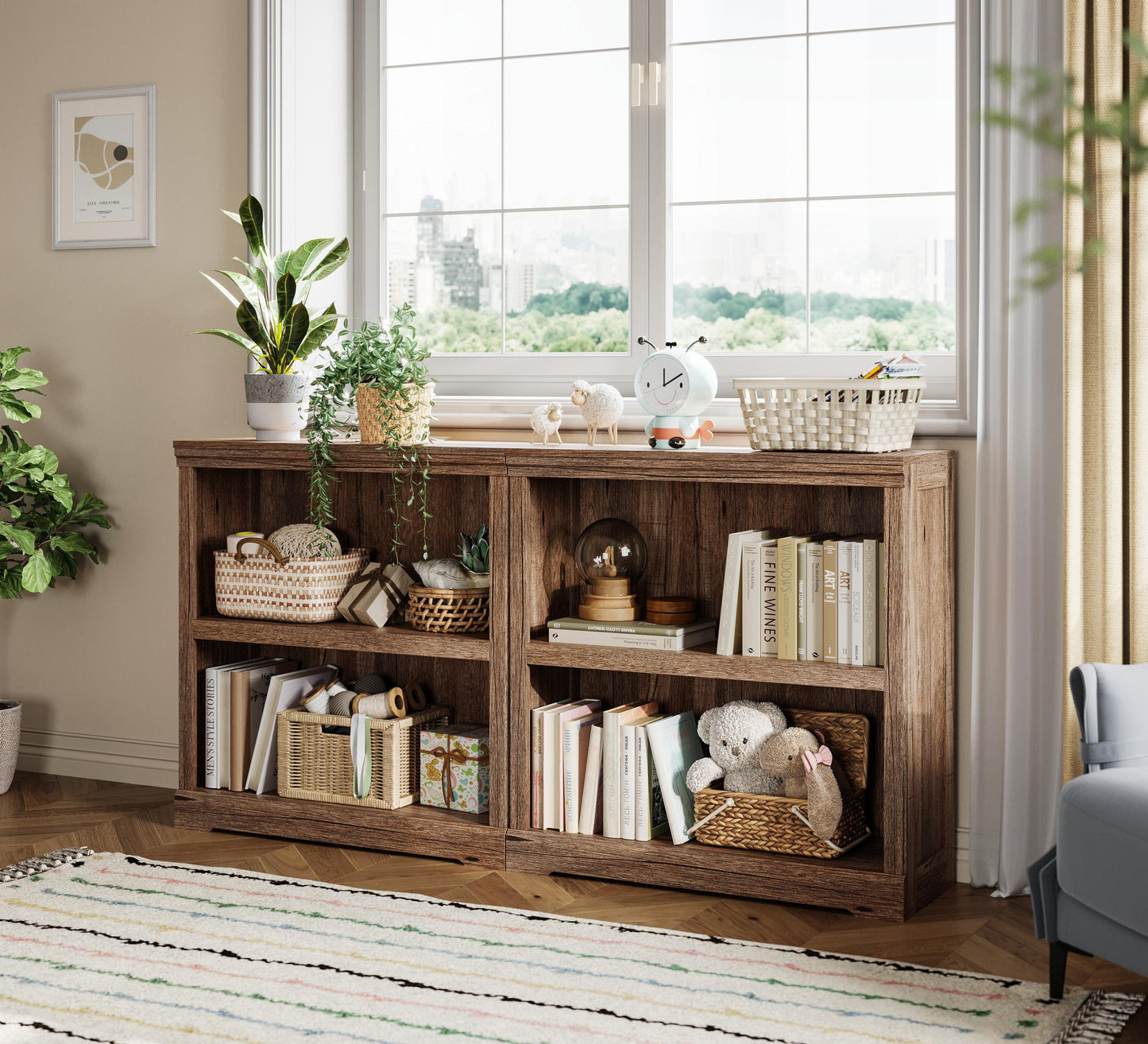 Small Bookcase Shelf Storage Organizer, Modern Book Shelf for Bedroom, Living Room and Home Office