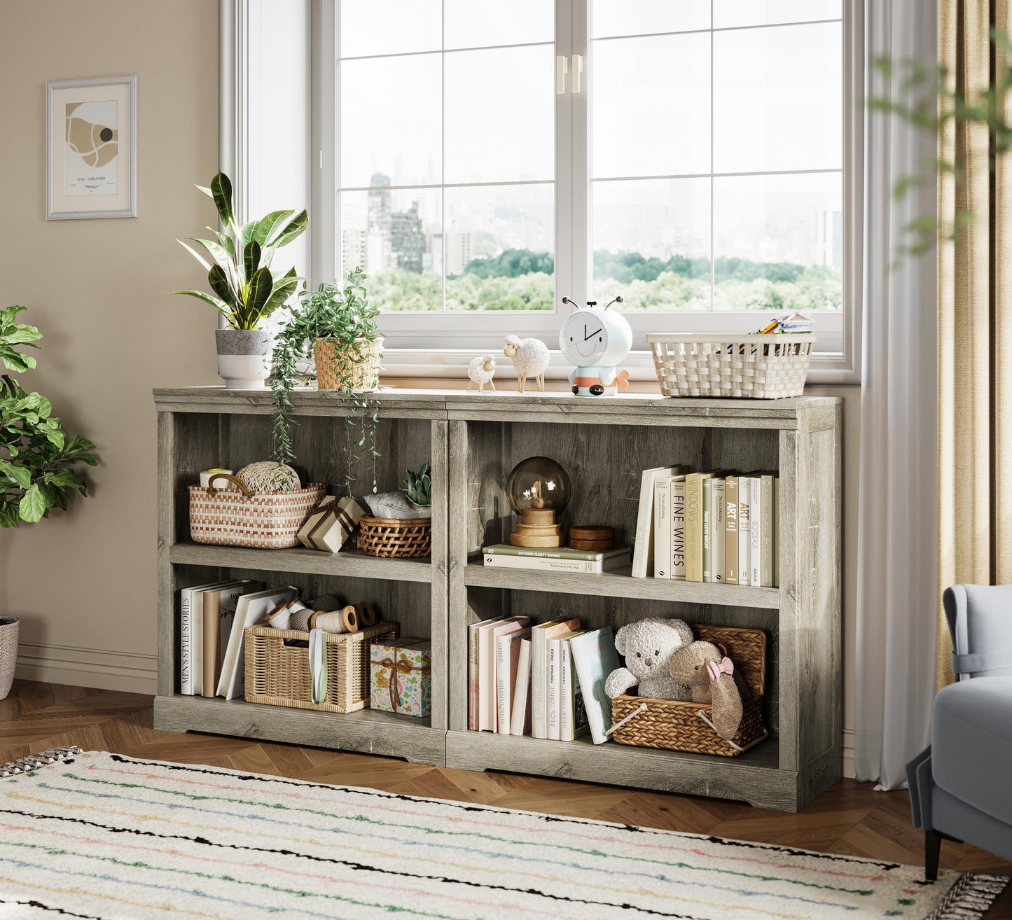 Small Bookcase Shelf Storage Organizer, Modern Book Shelf for Bedroom, Living Room and Home Office