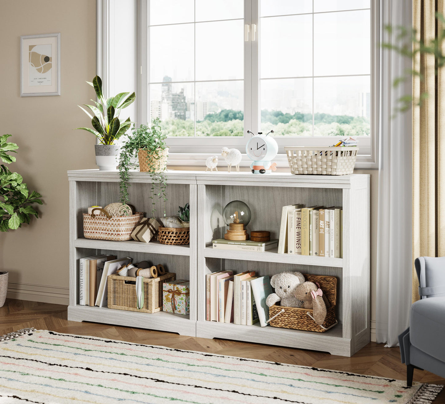 Small Bookcase Shelf Storage Organizer, Modern Book Shelf for Bedroom, Living Room and Home Office