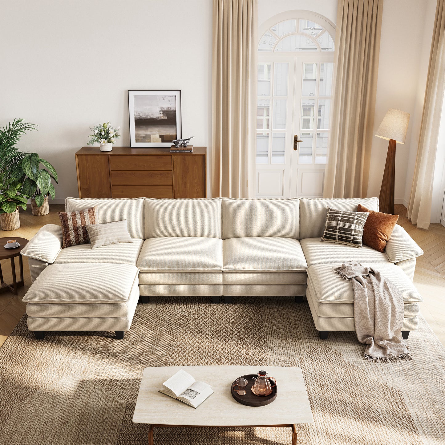 Corduroy Cloud Modular Sofa with Deep Cushions & Wide Arms