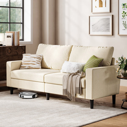 79" Corduroy Loveseat, Adjustable Deep-Seat Sofa for Living Room, Bedroom, or Office