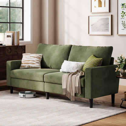 79" Corduroy Loveseat, Adjustable Deep-Seat Sofa for Living Room, Bedroom, or Office