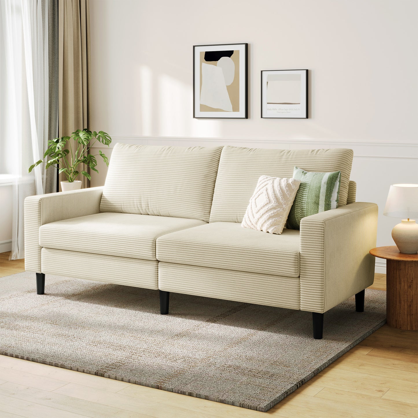 79" Corduroy Loveseat, Adjustable Deep-Seat Sofa for Living Room, Bedroom, or Office