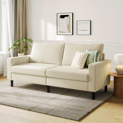 79" Corduroy Loveseat, Adjustable Deep-Seat Sofa for Living Room, Bedroom, or Office