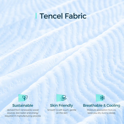 Mattress Topper with Tencel Cover, Cooling Gel-Infused Swirl Memory Foam,  CertiPUR-US and Oeko-TEX Certified White