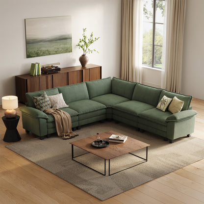 HS003 Corduroy Cloud Modular Sofa with Deep Cushions & Wide Arms