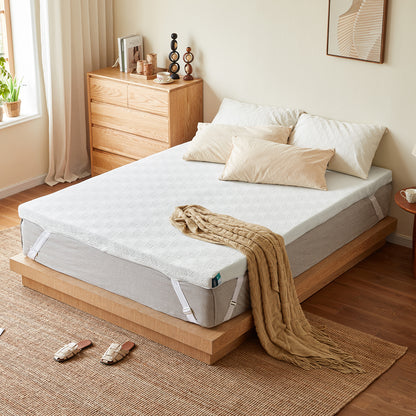 3" Full Size Gel Memory Foam Mattress Topper with Removable Cover, Straps & Non-Slip Bottom