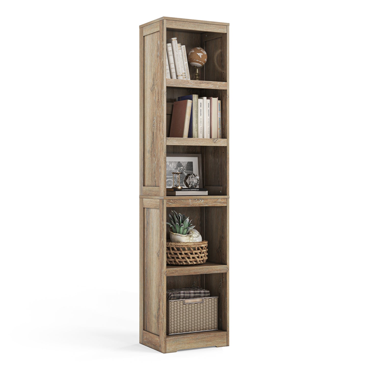 68 in 5 Tier Bookshelf, Tall Bookcase Shelf Storage Organizer, Modern Book Shelf for Bedroom