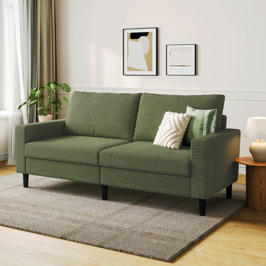 79'' Corduroy Loveseat Sofa, Adjustable Deep Seat Couch for Living Room, Bedroom, or Office