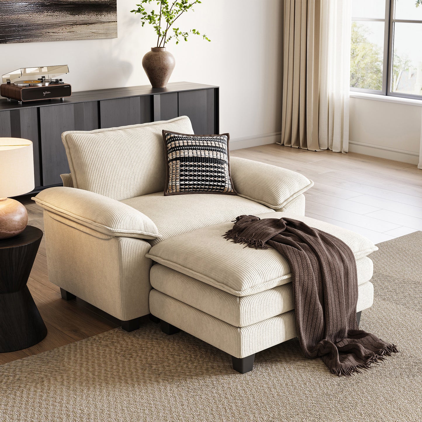 Corduroy Cloud Modular Sofa with Deep Cushions & Wide Arms