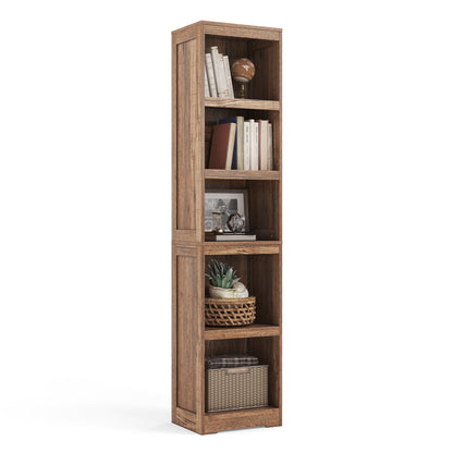 68 in 5 Tier Bookshelf, Tall Bookcase Shelf Storage Organizer, Modern Book Shelf for Bedroom