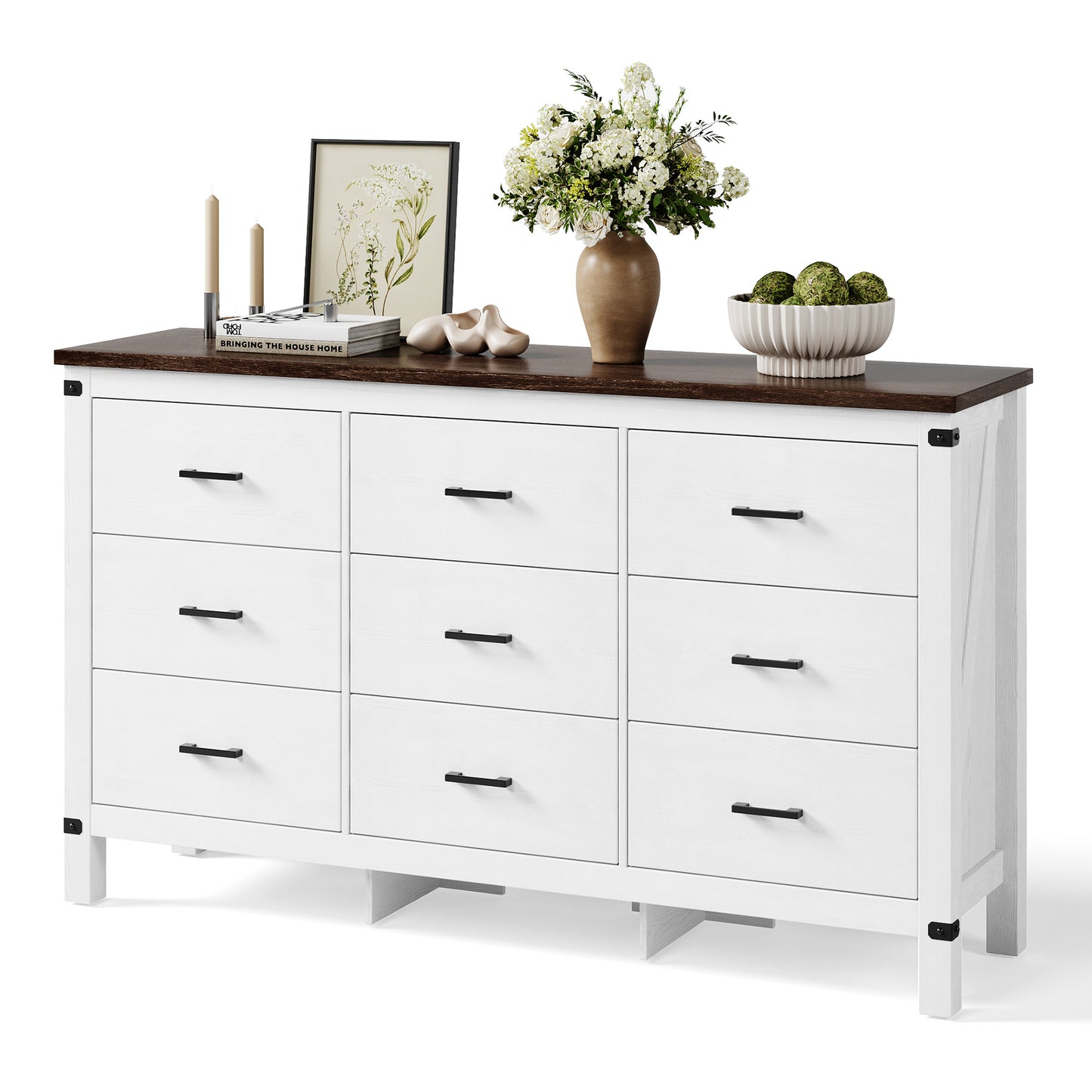 Dresser for Bedroom, Modern Dressers with Spacious Storage and Metal Handles