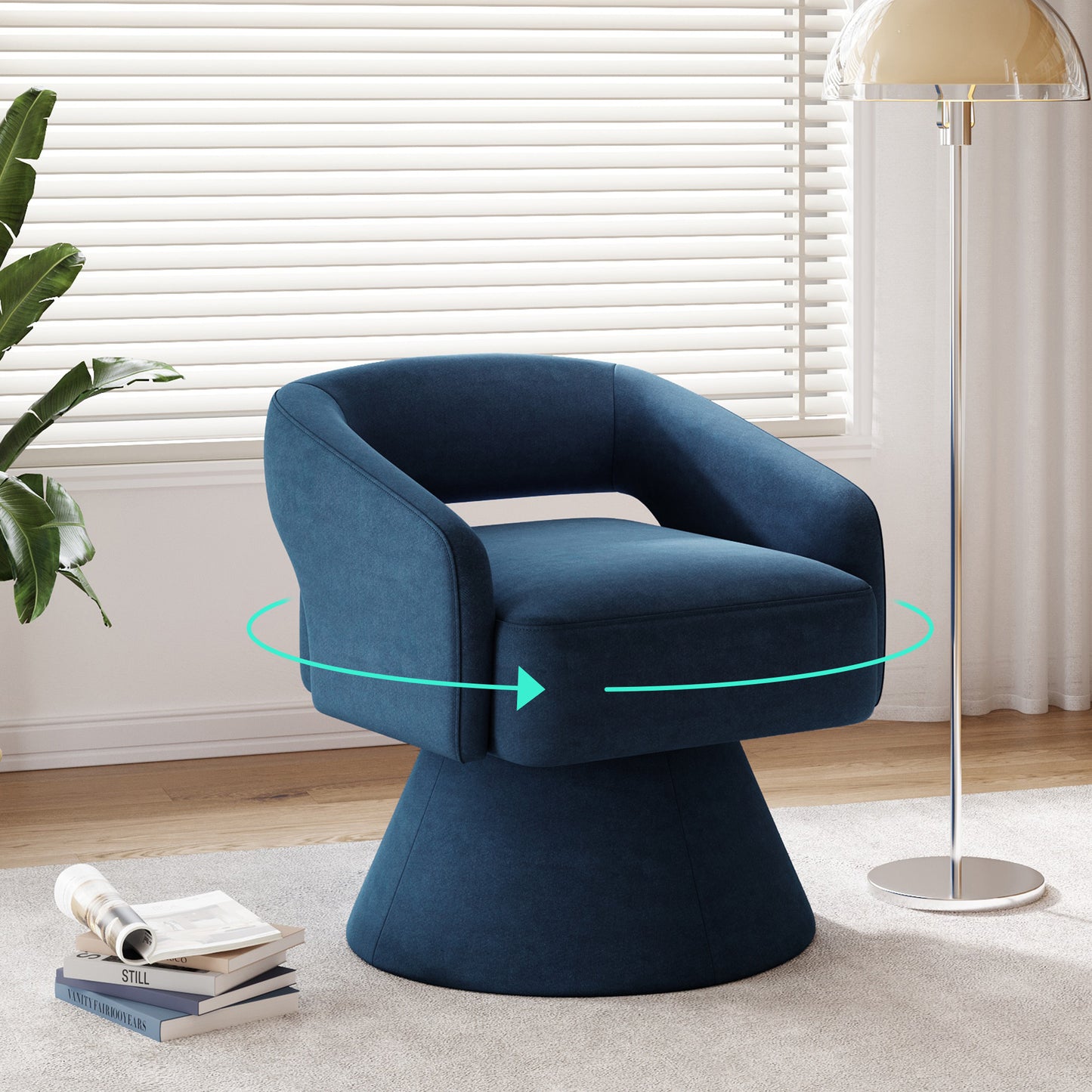 Swivel Accent Chair, Small Barrel Chair with Armrest, Cozy Modern Arm Chair for Living Room, Bedroom, Apartment