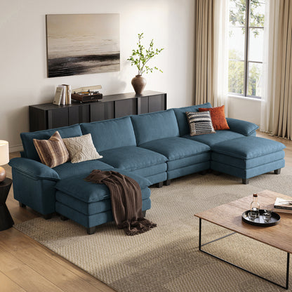 HS003 Corduroy Cloud Modular Sofa with Deep Cushions & Wide Arms