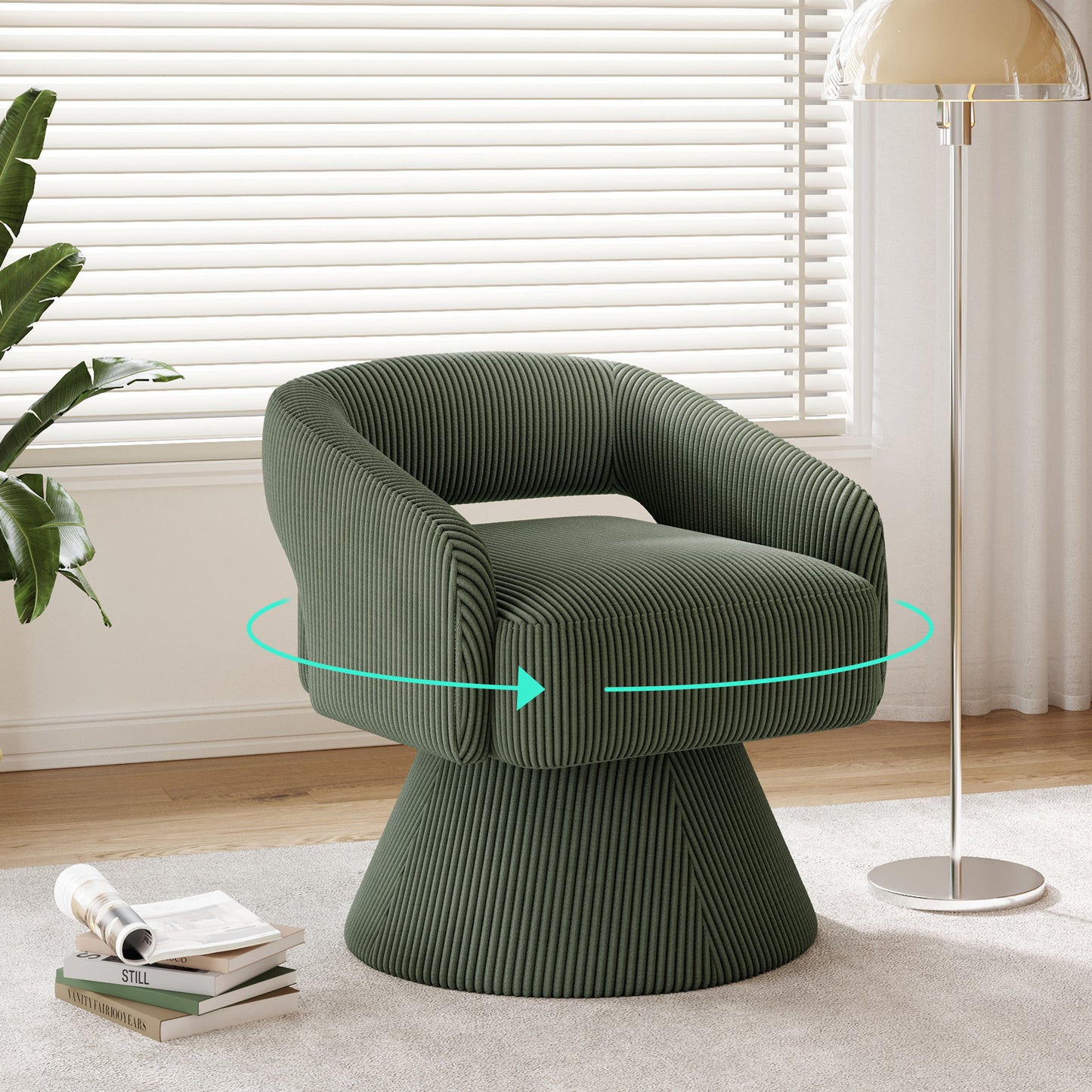 Swivel Accent Chair, Small Barrel Chair with Armrest, Cozy Modern Arm Chair for Living Room, Bedroom, Apartment