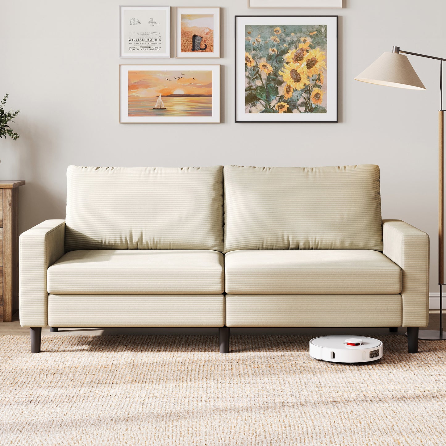 79'' Corduroy Loveseat Sofa – Adjustable Deep Seat Couch for Living Room, Bedroom, or Office