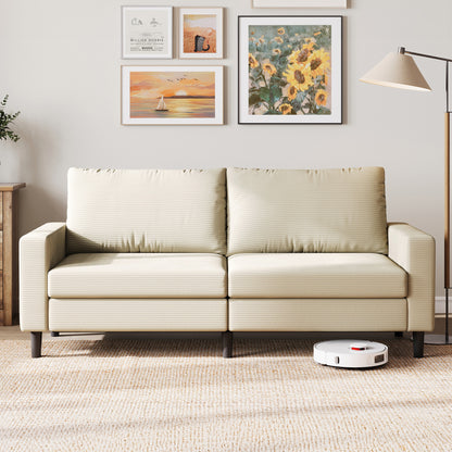 79'' Corduroy Loveseat Sofa – Adjustable Deep Seat Couch for Living Room, Bedroom, or Office