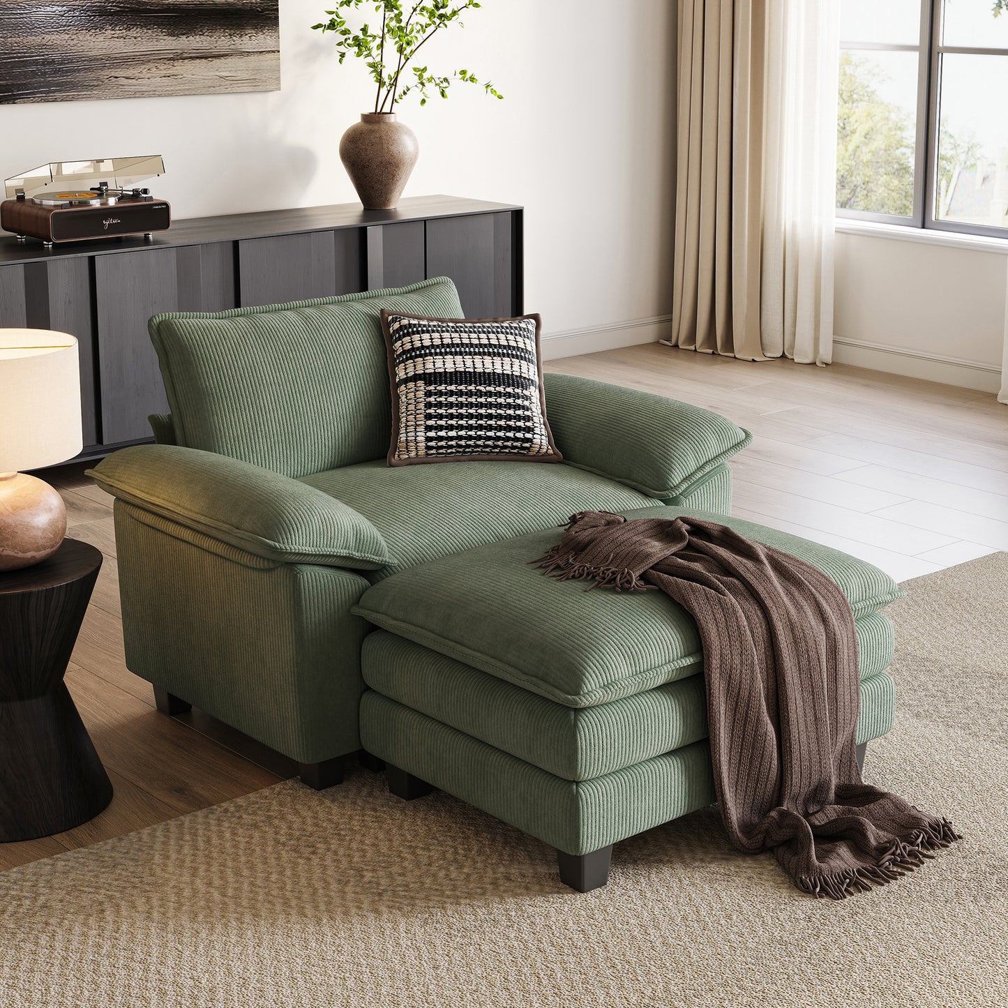 Corduroy Cloud Modular Sofa with Deep Cushions & Wide Arms