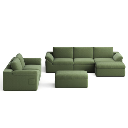 Linsy Home 2 Piece Sofa Set for Living Room, Cloud Modular Sectional Sofa with Deep Seating, Oversized Boneless Couch Set with Corduroy Fabric, Grey