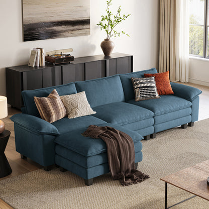 HS003 Corduroy Cloud Modular Sofa with Deep Cushions & Wide Arms