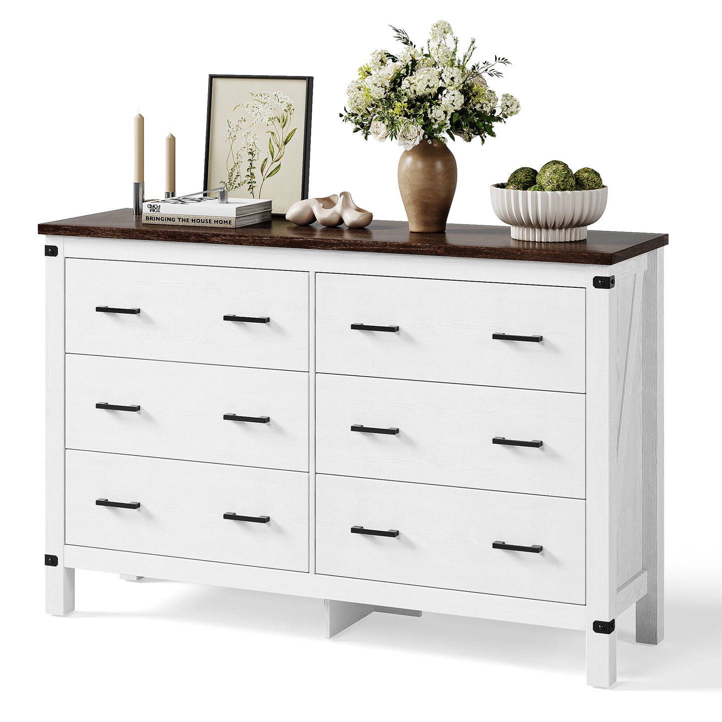 Dresser for Bedroom, Modern Dressers with Spacious Storage and Metal Handles