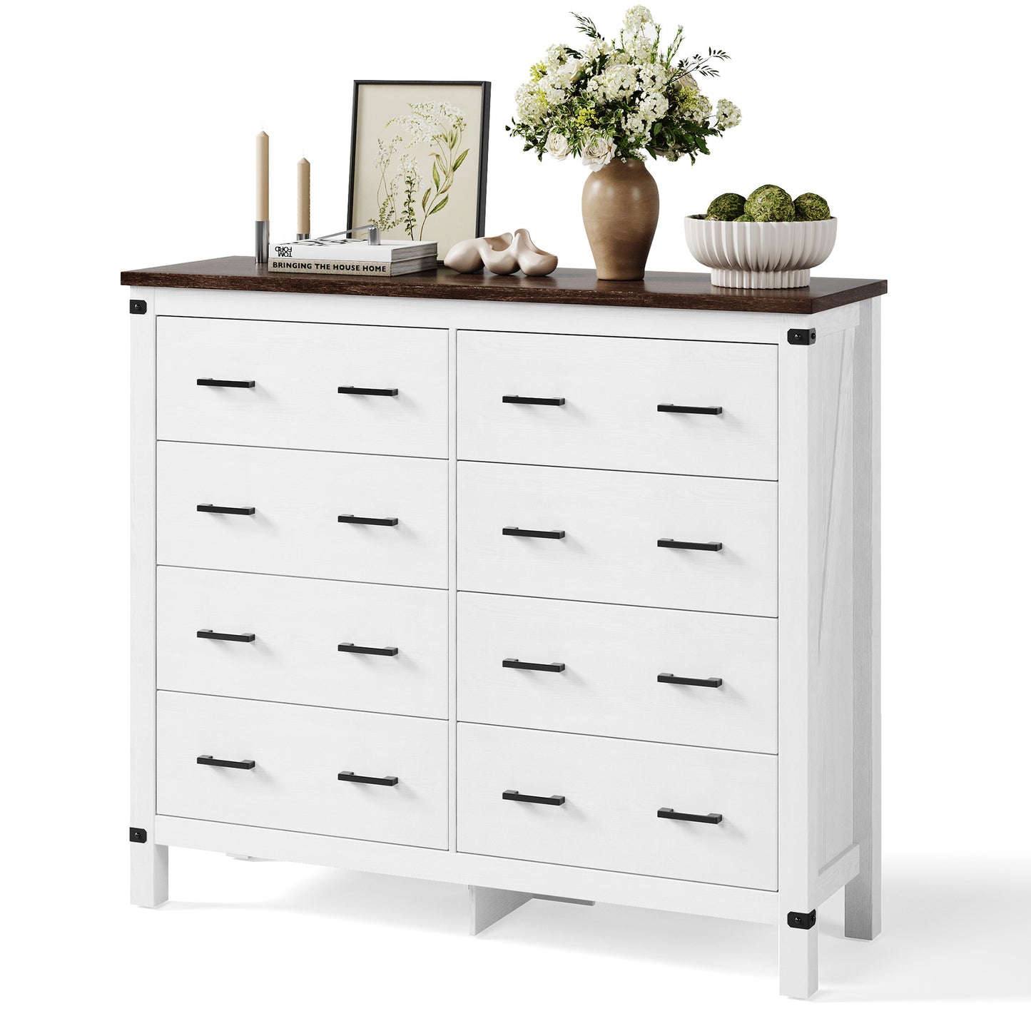 Dresser for Bedroom, Modern Dressers with Spacious Storage and Metal Handles