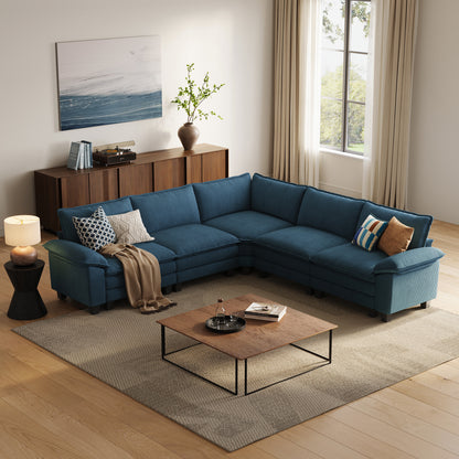 HS003 Corduroy Cloud Modular Sofa with Deep Cushions & Wide Arms