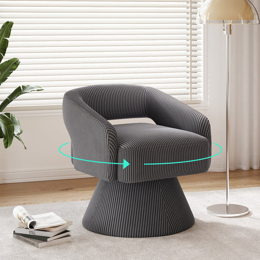 Swivel Accent Chair, Small Barrel Chair with Armrest, Cozy Modern Arm Chair for Living Room, Bedroom, Apartment