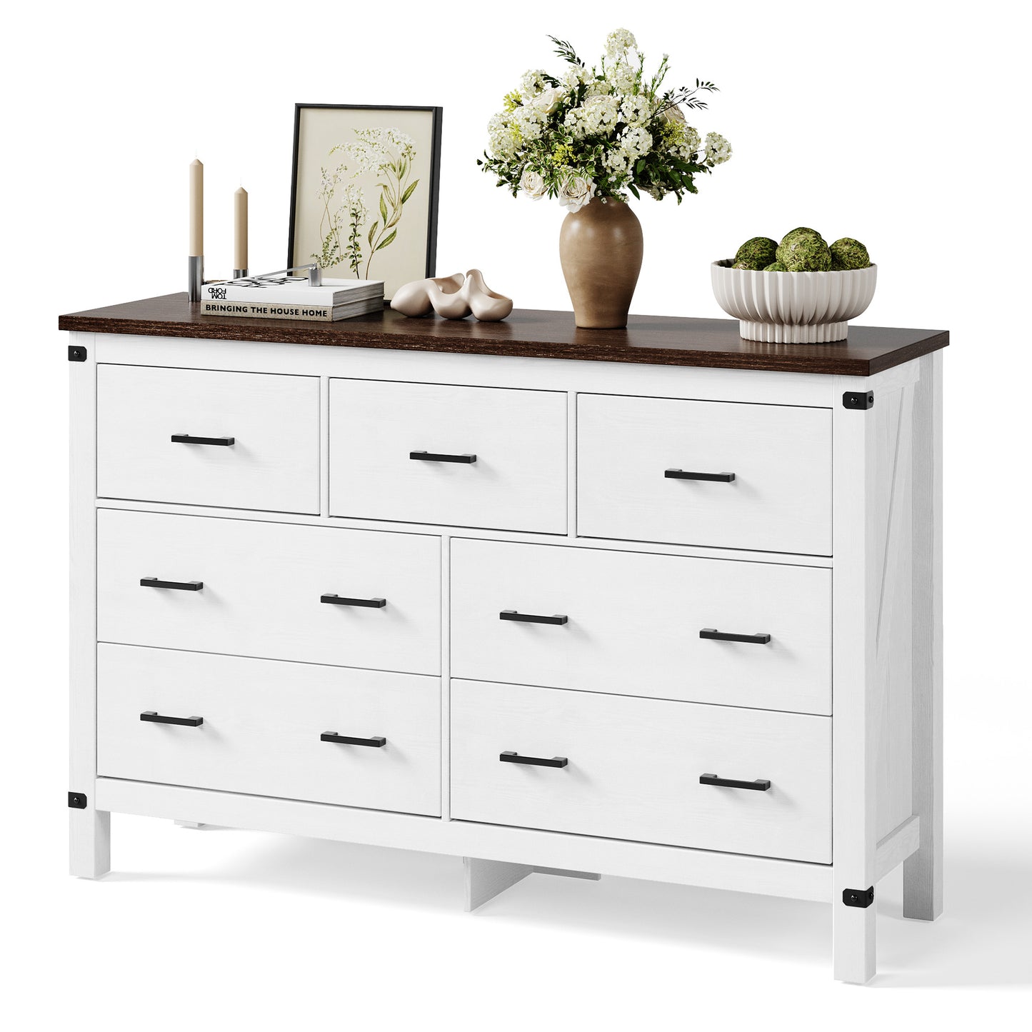 Dresser for Bedroom, Modern Dressers with Spacious Storage and Metal Handles