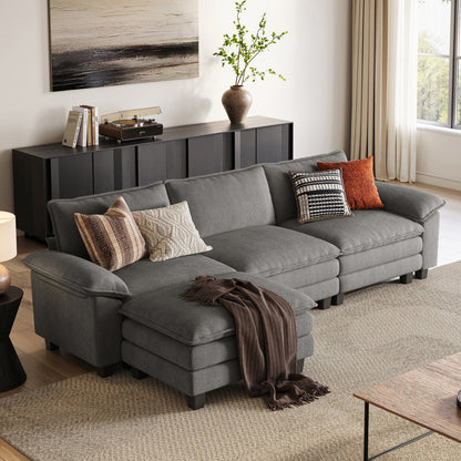 HS003 Corduroy Cloud Modular Sofa with Deep Cushions & Wide Arms