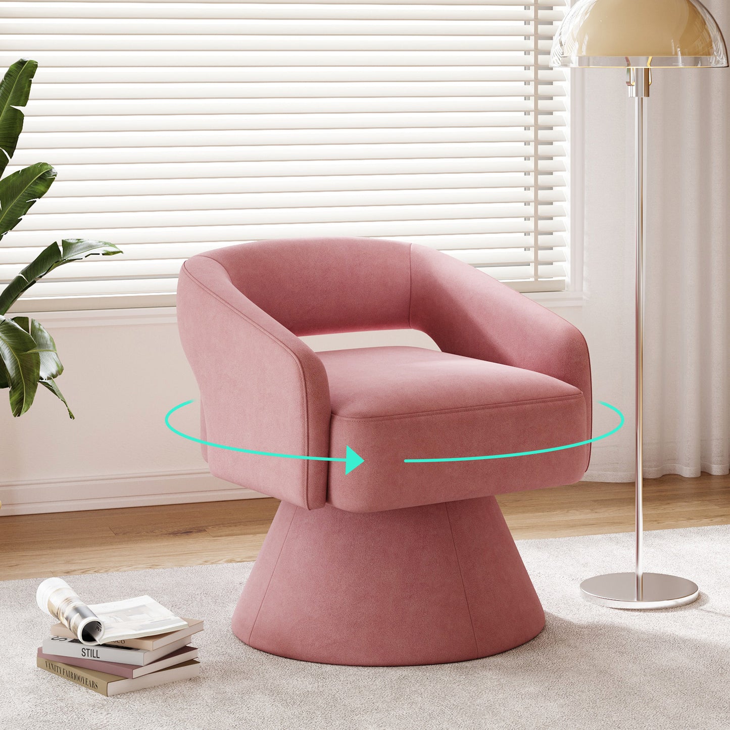 Swivel Accent Chair, Small Barrel Chair with Armrest, Cozy Modern Arm Chair for Living Room, Bedroom, Apartment