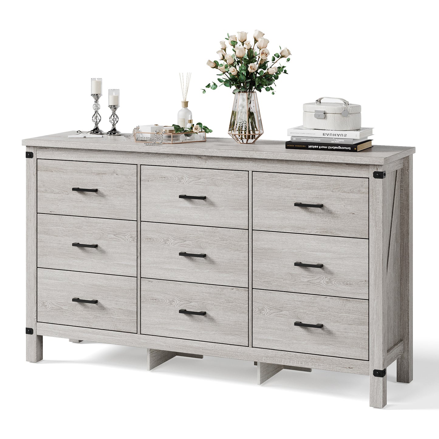 Dresser for Bedroom, Modern Dressers with Spacious Storage and Metal Handles