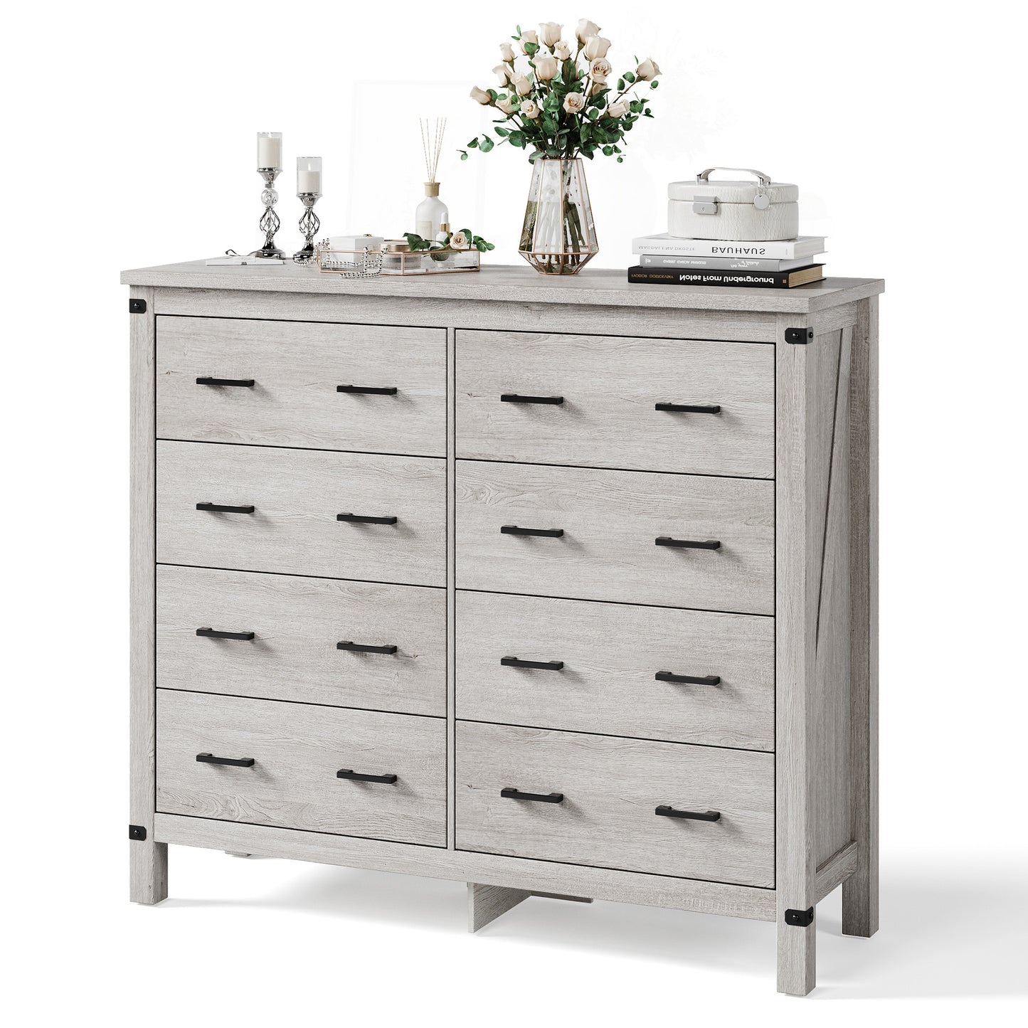 Dresser for Bedroom, Modern Dressers with Spacious Storage and Metal Handles