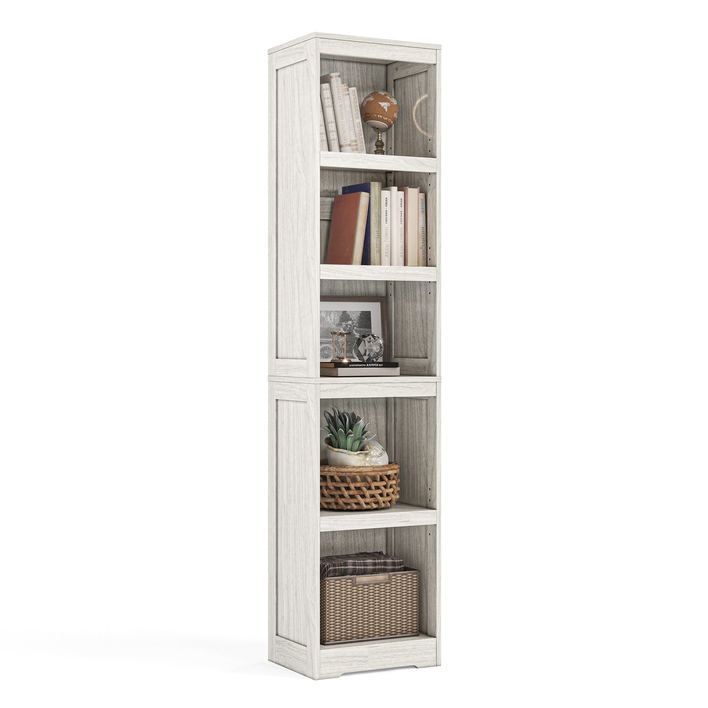 68 in 5 Tier Bookshelf, Tall Bookcase Shelf Storage Organizer, Modern Book Shelf for Bedroom
