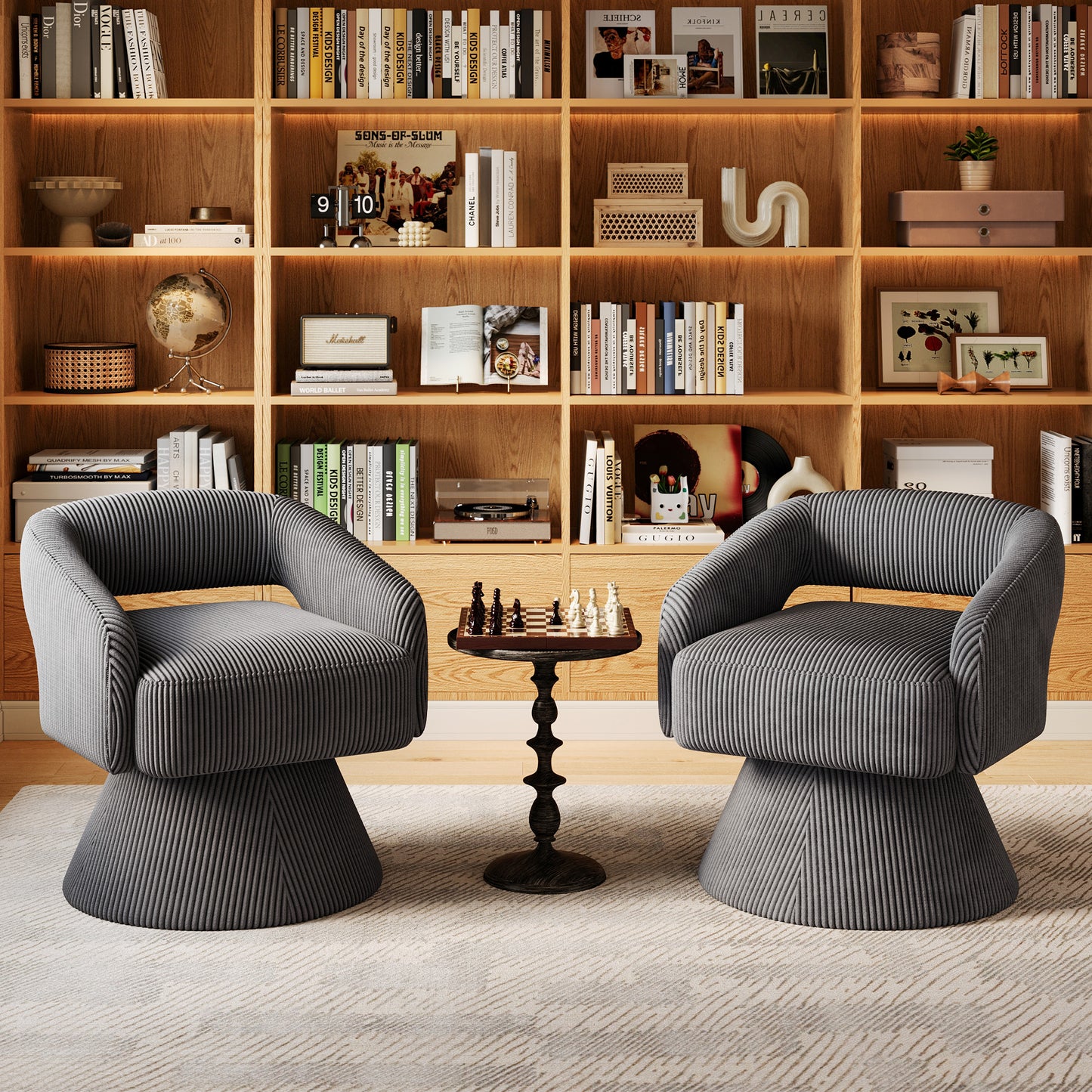 Swivel Accent Chair, Small Barrel Chair with Armrest, Cozy Modern Arm Chair for Living Room, Bedroom, Apartment