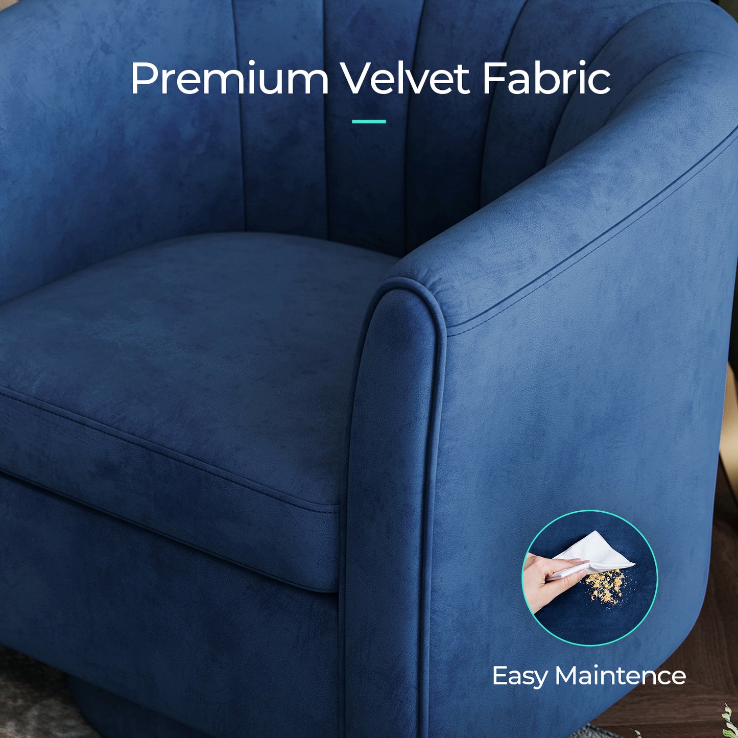 Swivel Accent Chair with Ottoman, Velvet Barrel Chair for Living Room