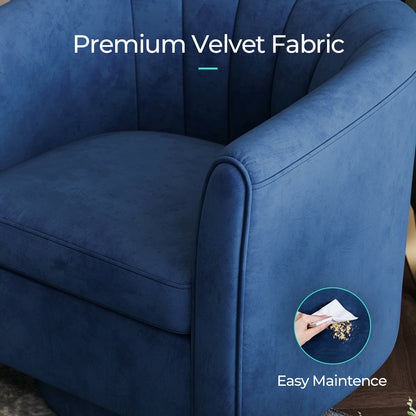 Swivel Accent Chair with Ottoman, Velvet Barrel Chair for Living Room