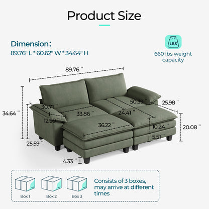 Corduroy Cloud Modular Sofa with Deep Cushions & Wide Arms