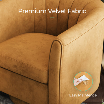 Swivel Accent Chair with Ottoman, Velvet Barrel Chair for Living Room