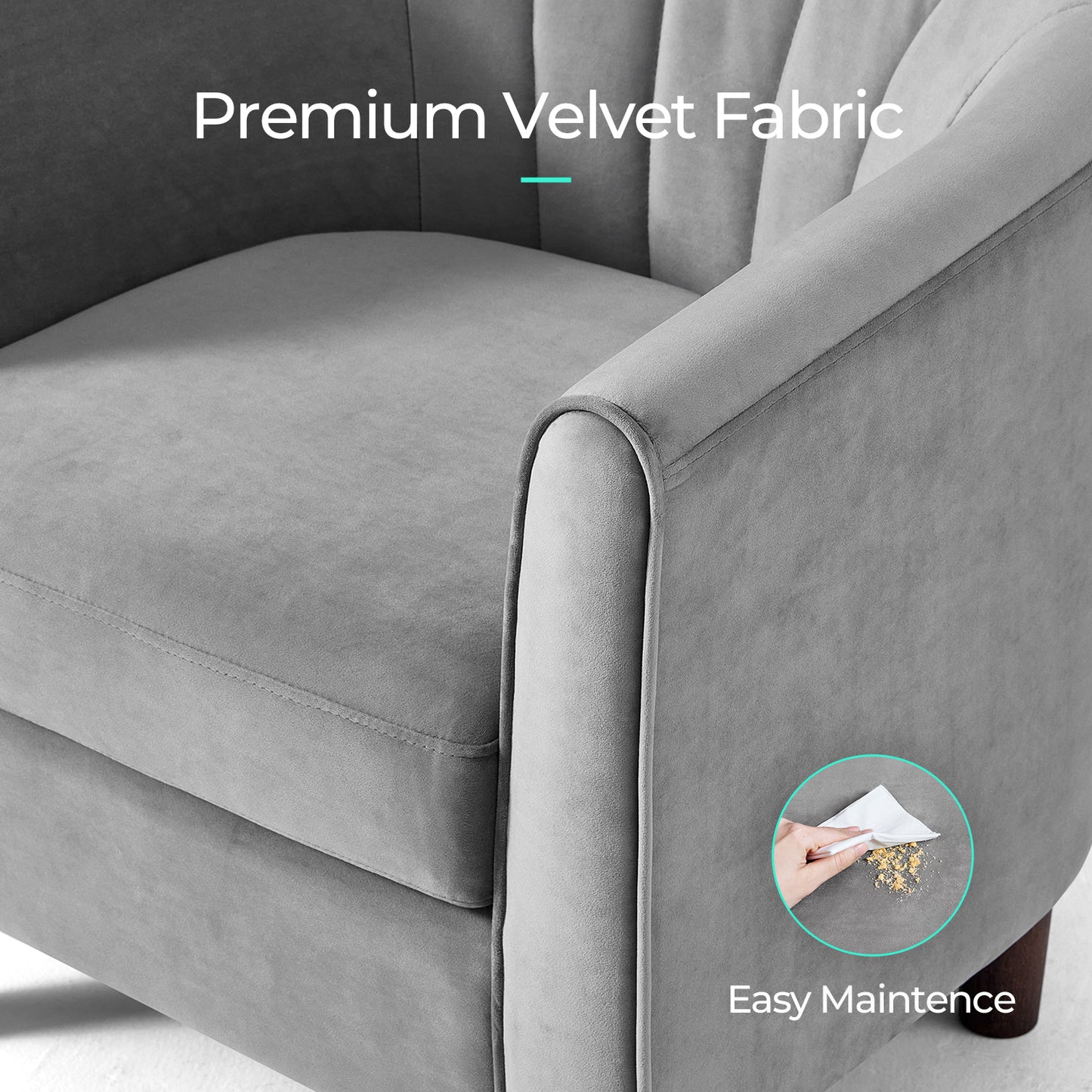 Barrel Chair with Ottoman, Velvet Accent Chair Round Armchair Reading Chair with Footrest for Bedroom, Small Spaces