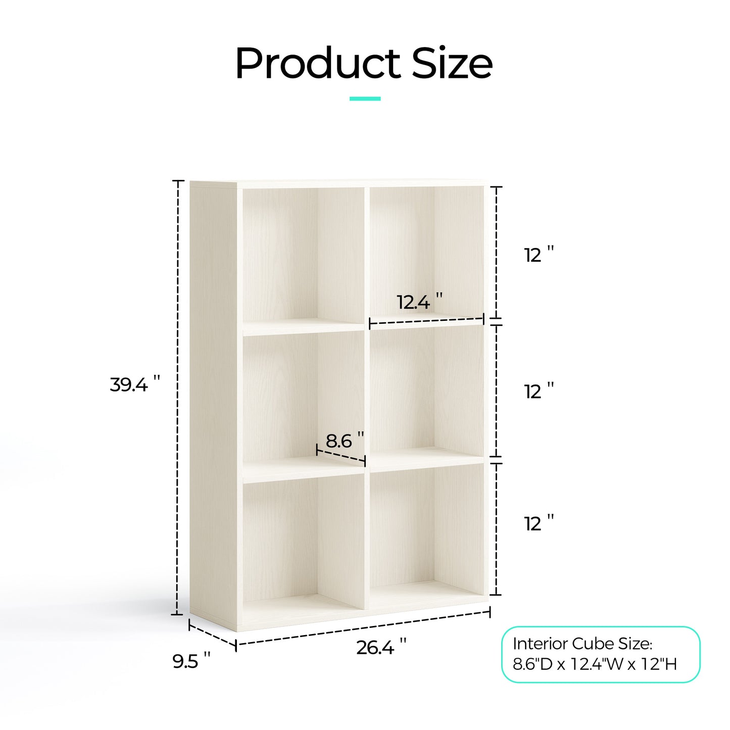 Cube Shelf Bookcase, 3-Tier Wooden Open Bookshelf, Modern Farmhouse Floorstanding Storage Cabinet for Home Office, Vertical Design