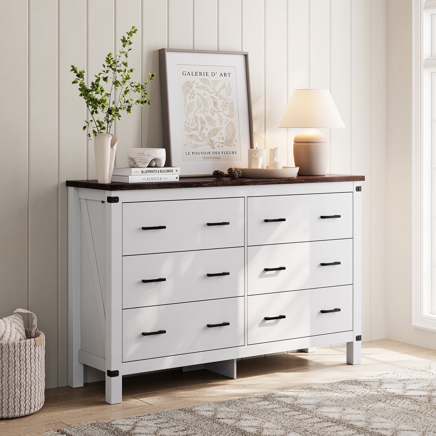 Dresser for Bedroom, Modern Dressers with Spacious Storage and Metal Handles