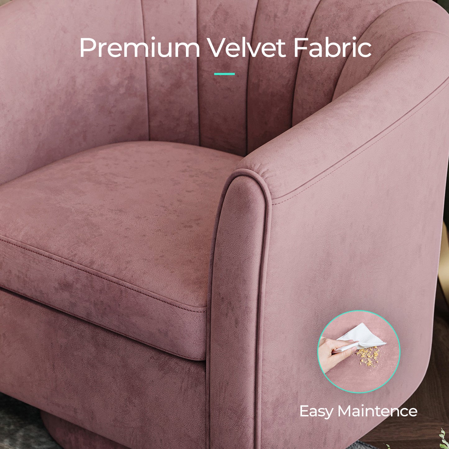 Swivel Accent Chair with Ottoman, Velvet Barrel Chair for Living Room
