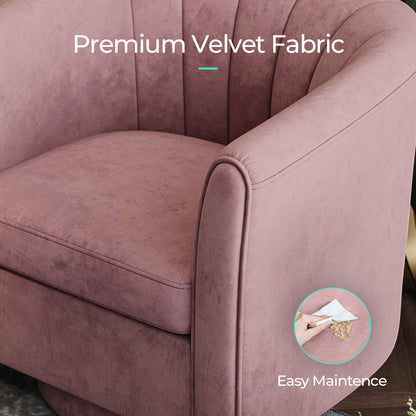 Swivel Accent Chair with Ottoman, Velvet Barrel Chair for Living Room