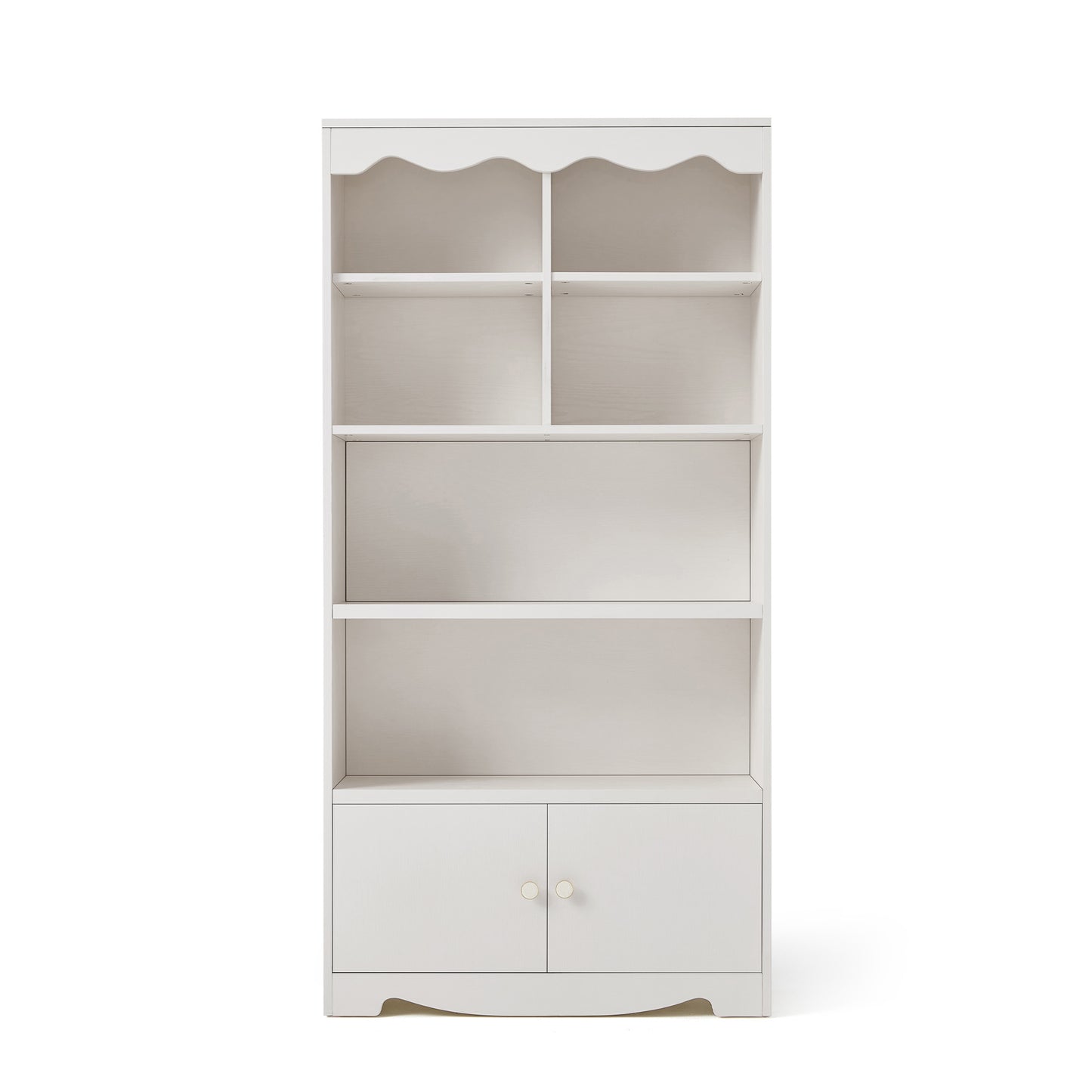 5-Tier Bookshelf, 63" Tall Freestanding Bookcase with Doors, Wooden Storage Shelves