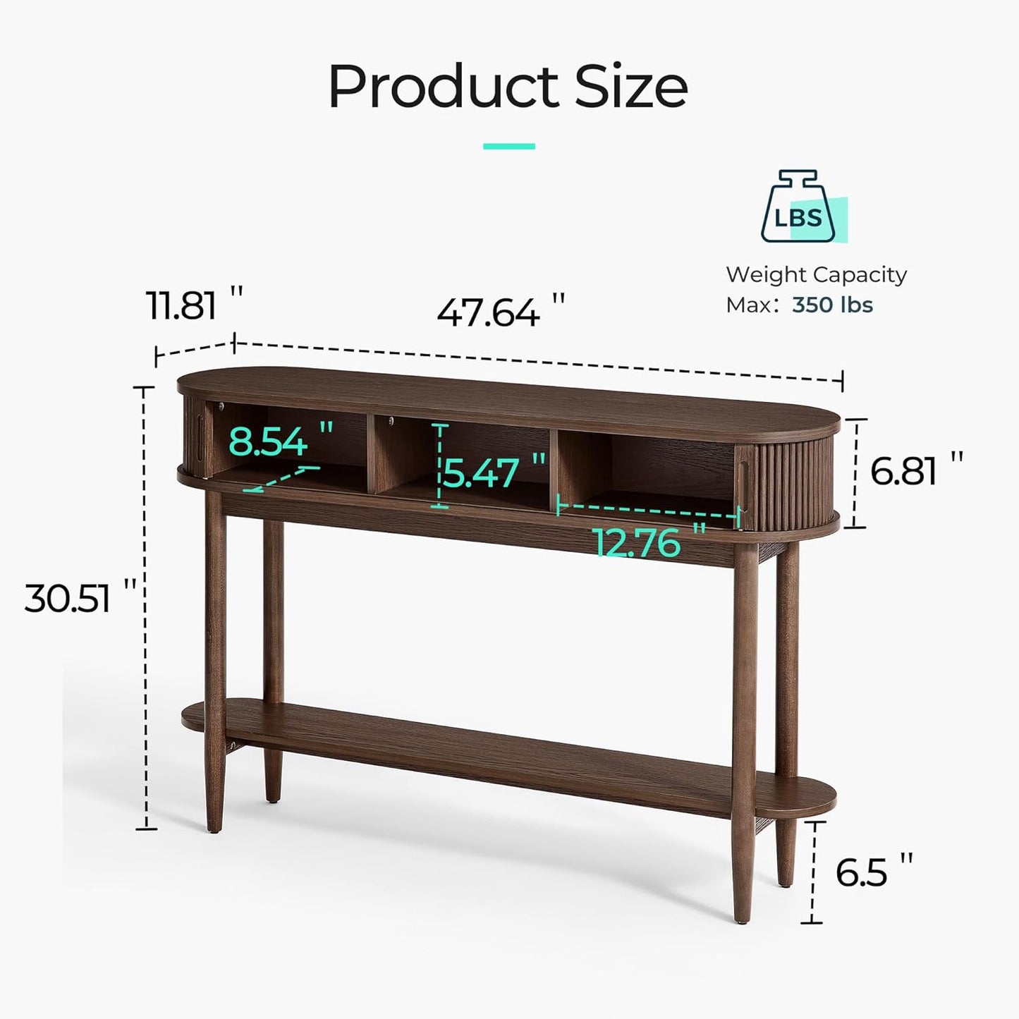 Fluted Console Table, Mid-Century Modern Entryway Cabinet with Sliding Tambour Doors